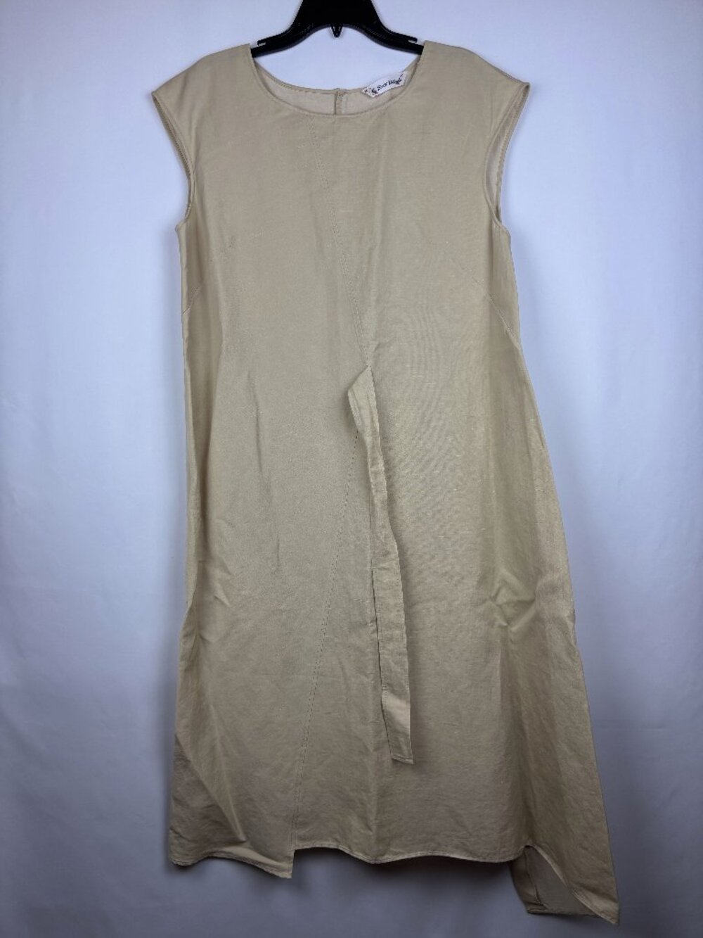48 Le Sarte Pettegole Cream Tie Dress Sleeveless Cap Shoulder Midi Dress Vintage